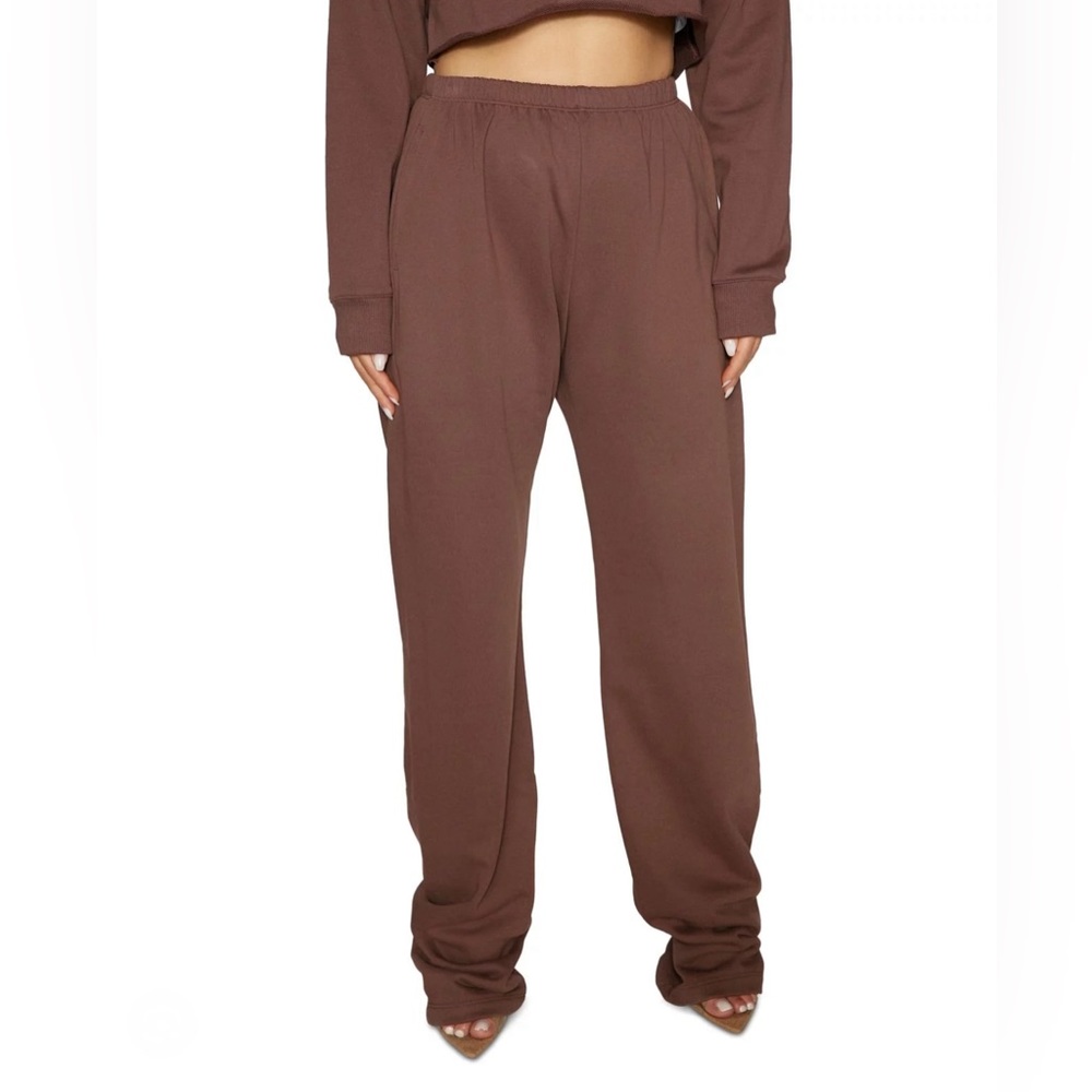 Naked Wardrobe Soft Sweatpants Elastic Waist in Chocolate Brown Size 1X - Picture 1 of 7